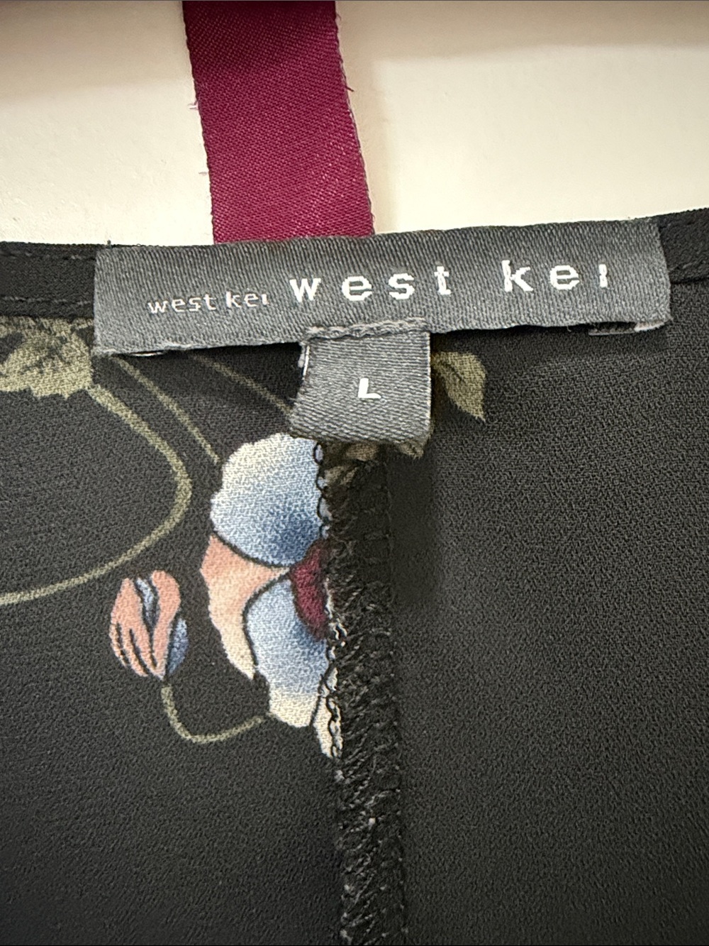 West Kei Black Floral Short-Sleeve Tie-Front Blouse - Picture 2 of 5